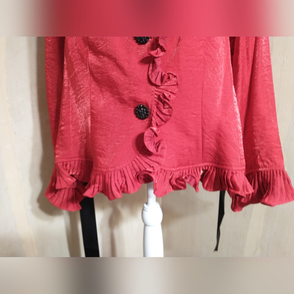 Jerry T Ruffled Red Jacket - Picture 4 of 11